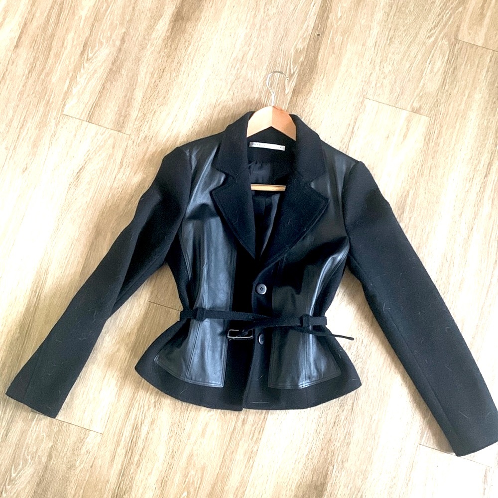 NWOT- SUSANA MONACO- wool and soft leather jacket